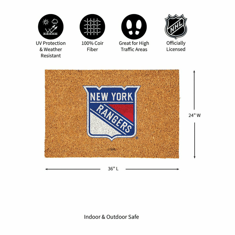 New York Rangers Large Full Color Coir Mat, 36"x24", NHL