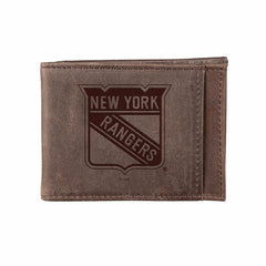 Front Pocket Wallet w/ RFID Blocking, New York Rangers, Brown, NHL, Home