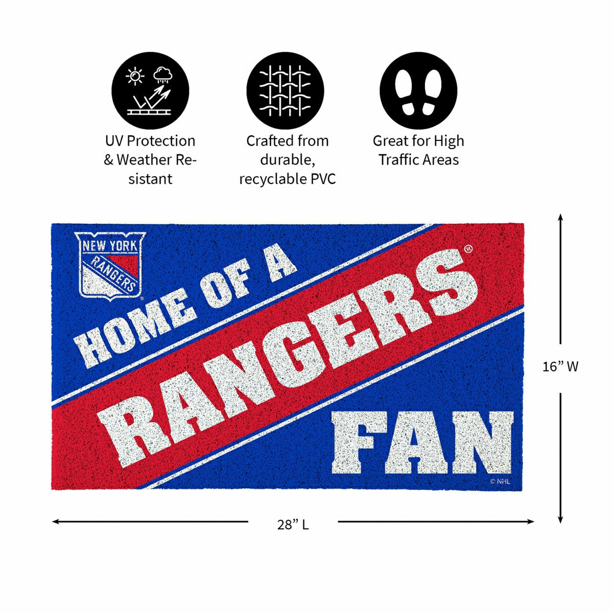 New York Rangers, PVC Mat COLOR, Home of a Fan, NHL