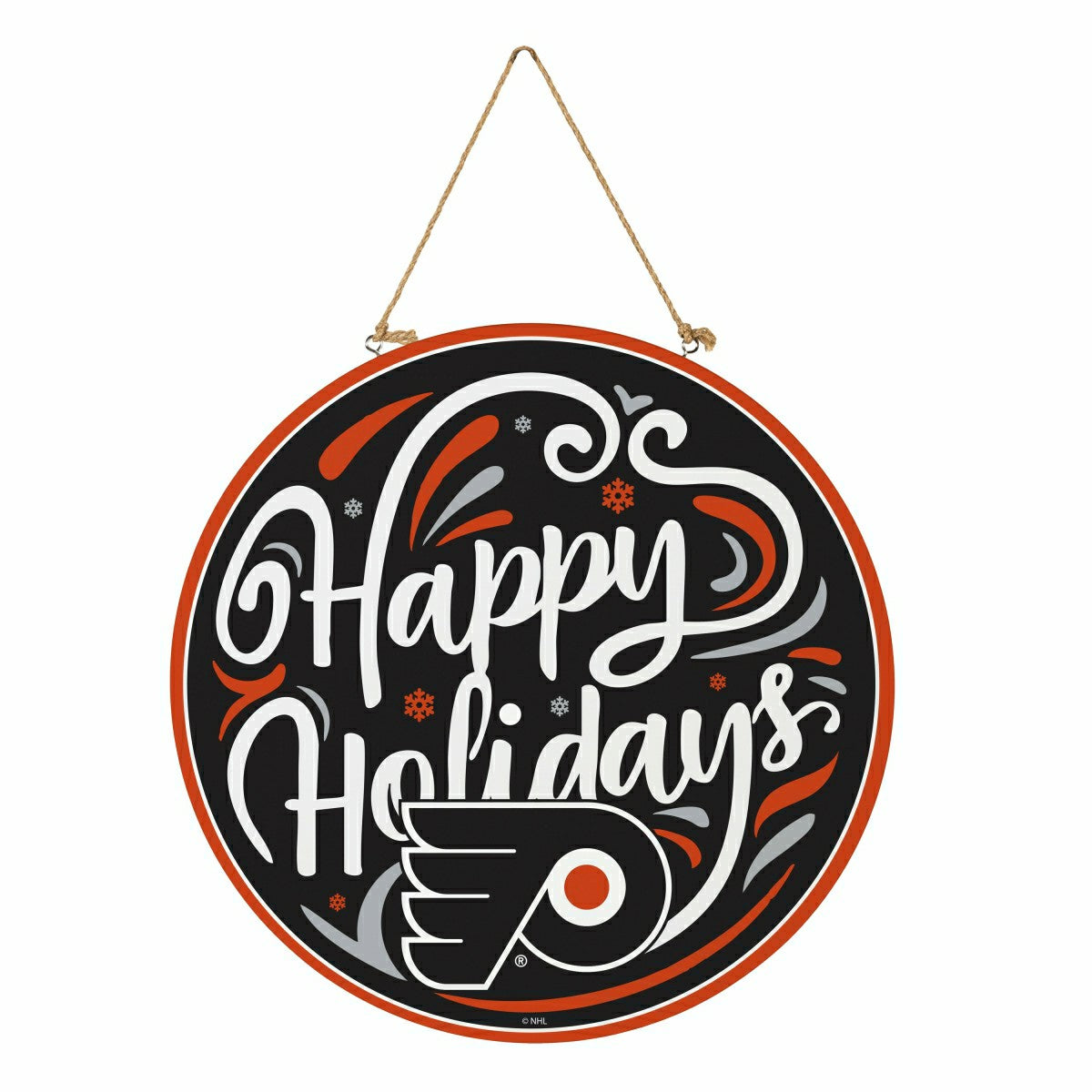 Philadelphia Flyers Holiday Round Door Décor with Hanging Rope, 18x18, NHL, Home