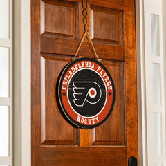 Philadelphia Flyers Round Door Décor with Hanging Rope, 18x18, NHL, Home