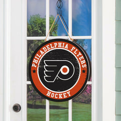 Philadelphia Flyers Round Door Décor with Hanging Rope, 18x18, NHL, Home