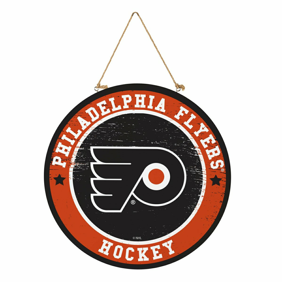 Philadelphia Flyers Round Door Décor with Hanging Rope, 18x18, NHL, Home