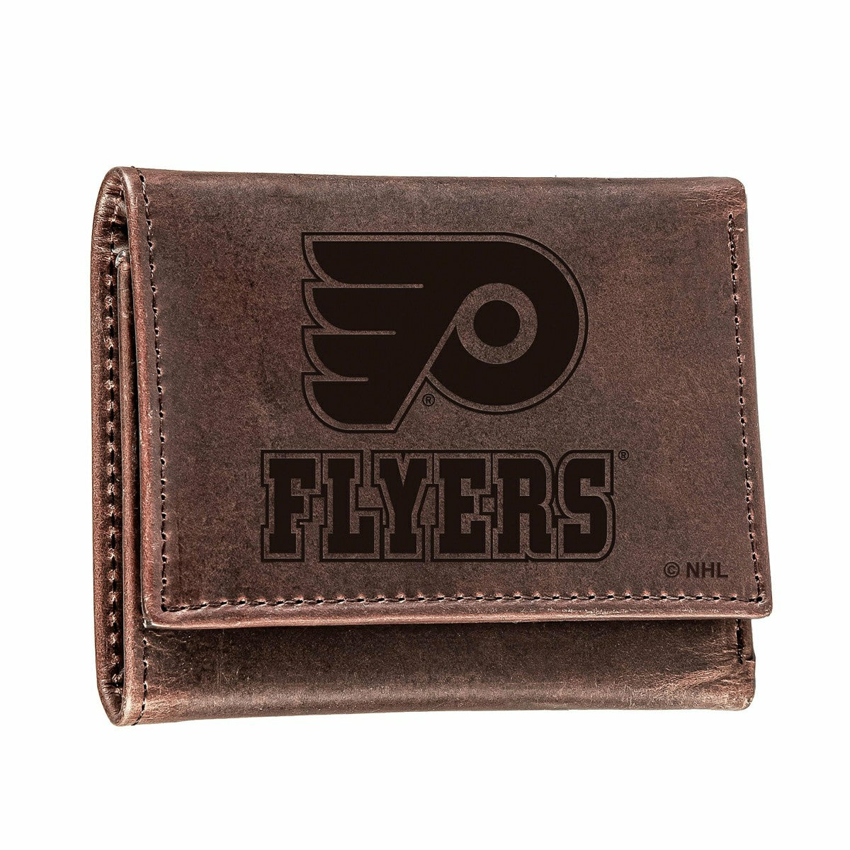 Philadelphia Flyers, Tri-Fold Wallet, Brown, CH, 100% Genuine Leather, NHL, Home