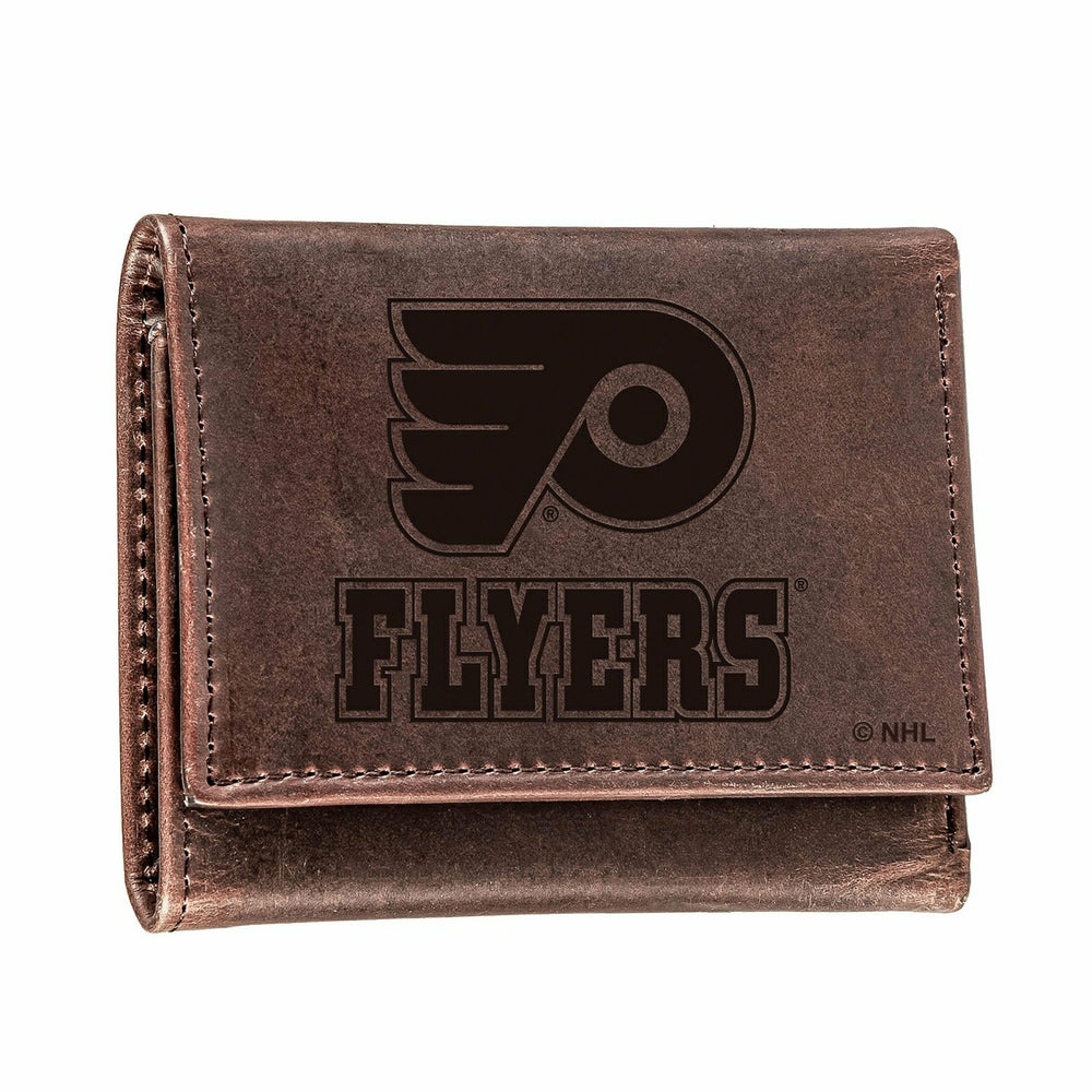 Philadelphia Flyers, Tri-Fold Wallet, Brown, CH, 100% Genuine Leather, NHL, Home