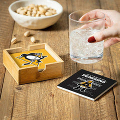 Pittsburgh Penguins Ceramic Coasters Set, 4pcs with Wood Caddy, NHL, Home