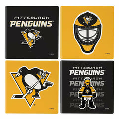 Pittsburgh Penguins Ceramic Coasters Set, 4pcs with Wood Caddy, NHL, Home