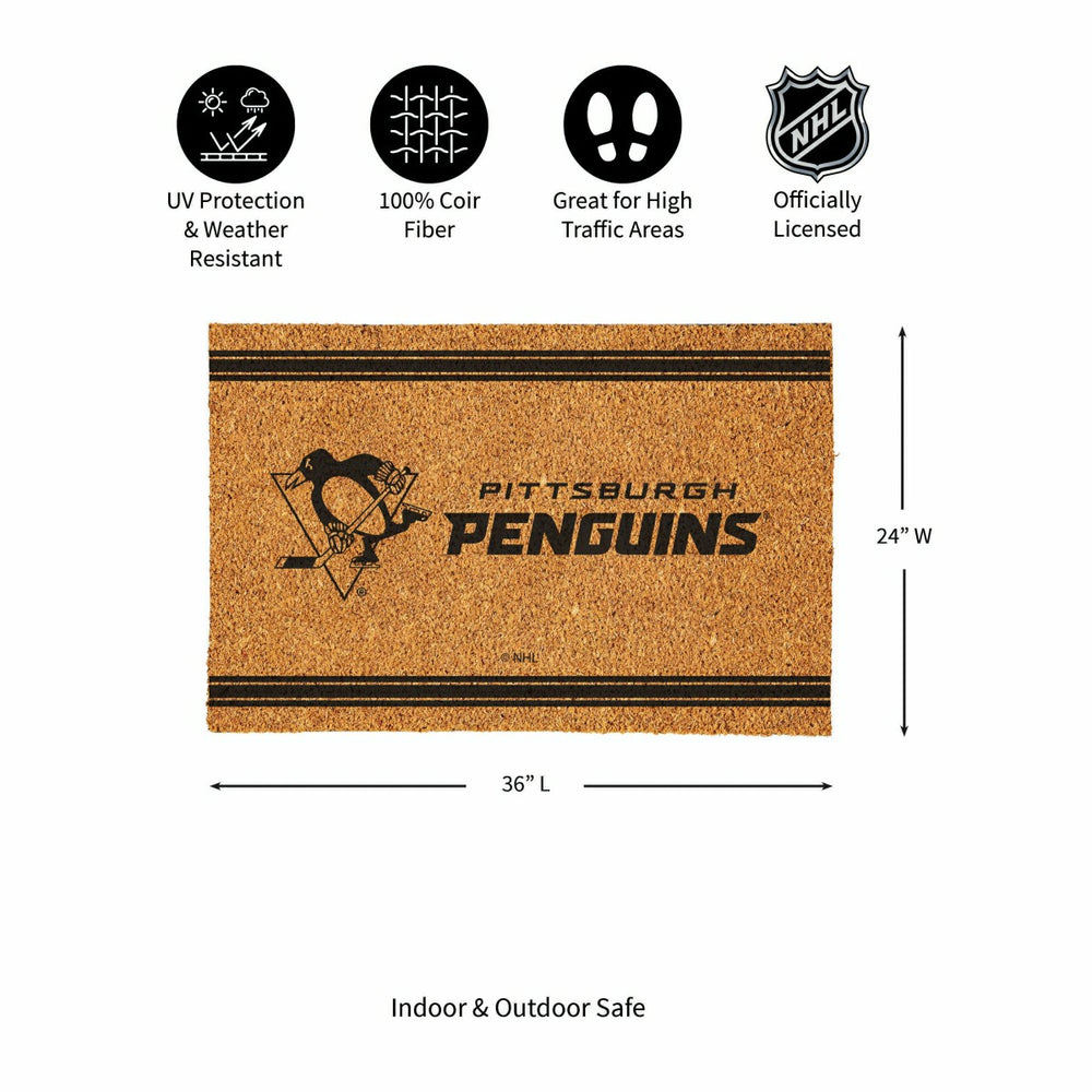 Pittsburgh Penguins Large One Color Coir Mat, 36"x24", NHL