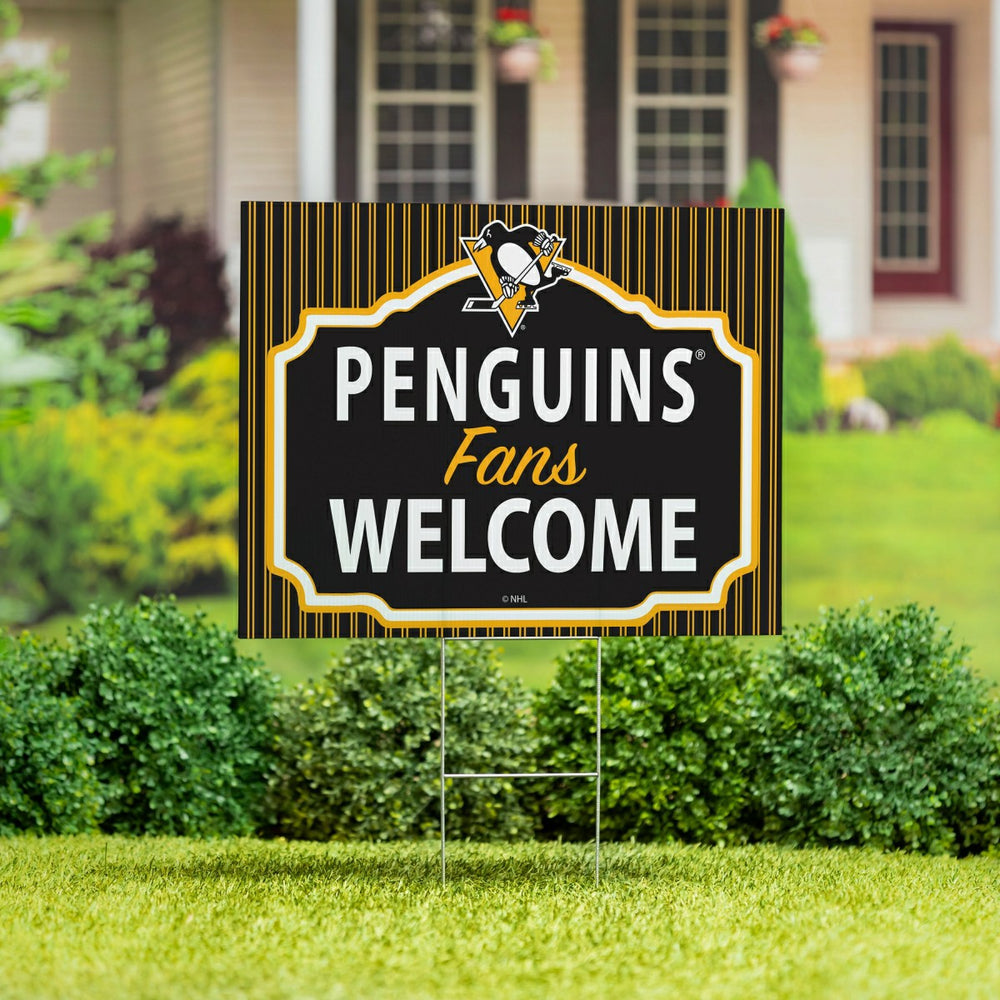 Pittsburgh Penguins Coroplast Yard Sign, "Fans Welcome", NHL, Home