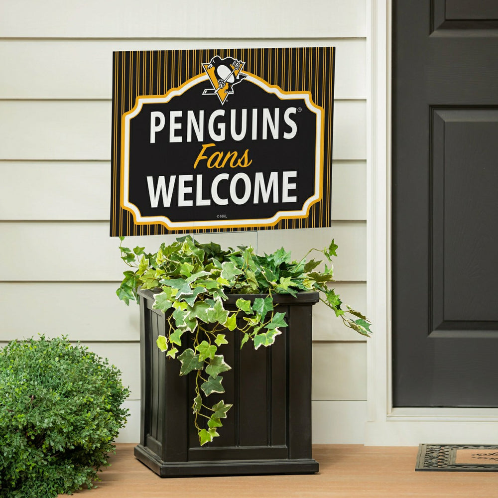 Pittsburgh Penguins Coroplast Yard Sign, "Fans Welcome", NHL, Home