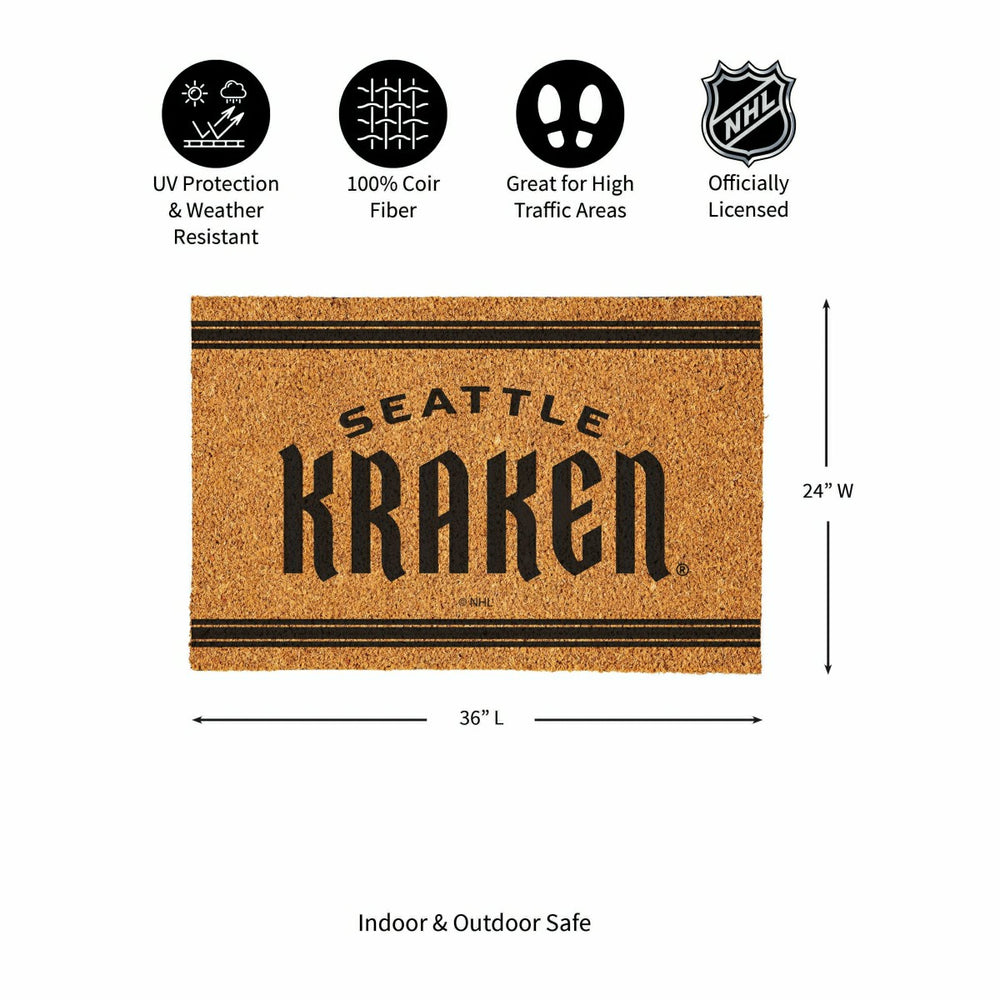 Seattle Kraken Large One Color Coir Mat, 36"x24", NHL