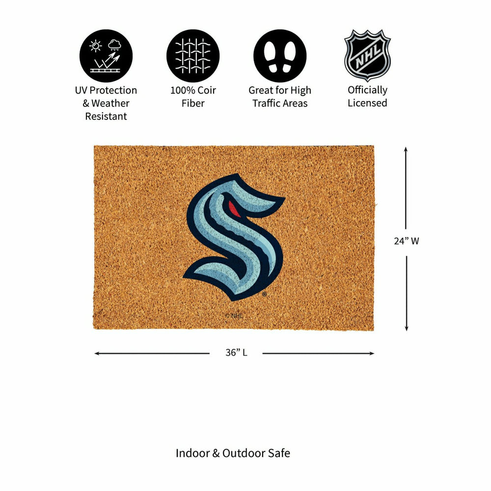 Seattle Kraken Large Full Color Coir Mat, 36"x24", NHL