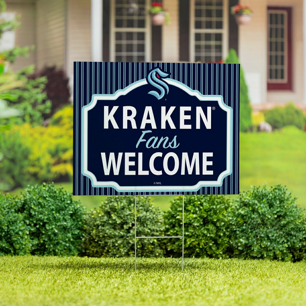 Seattle Kraken Coroplast Yard Sign, "Fans Welcome", NHL, Home