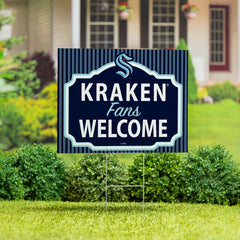 Seattle Kraken Coroplast Yard Sign, "Fans Welcome", NHL, Home