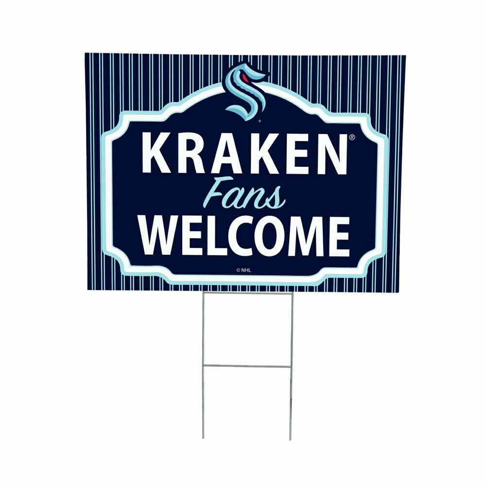 Seattle Kraken Coroplast Yard Sign, "Fans Welcome", NHL, Home