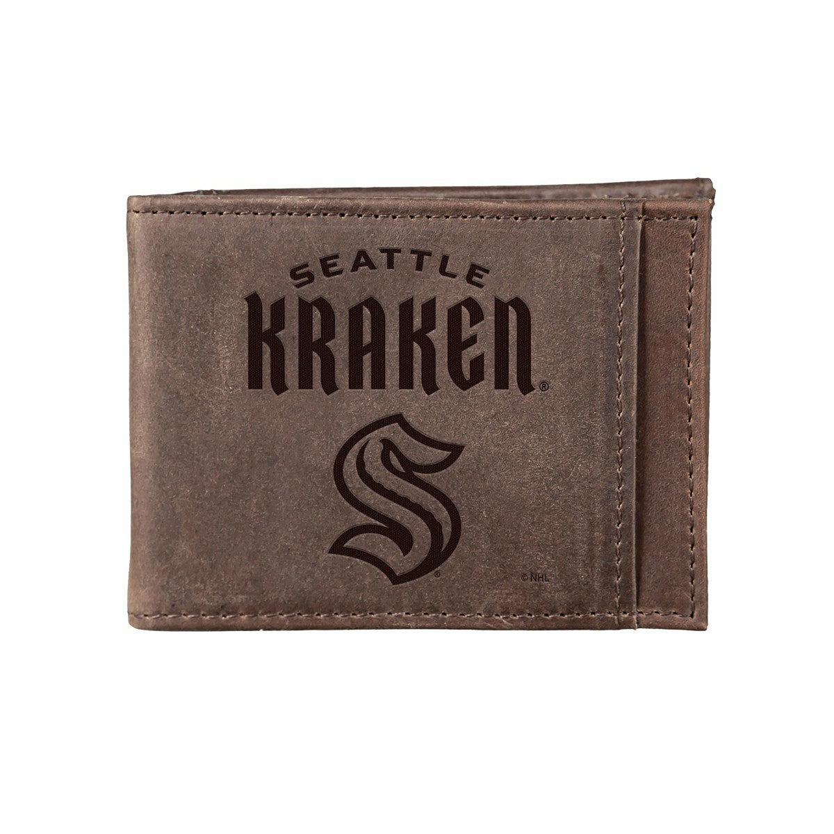 Front Pocket Wallet w/ RFID Blocking, Seattle Kraken, Brown, NHL, Home