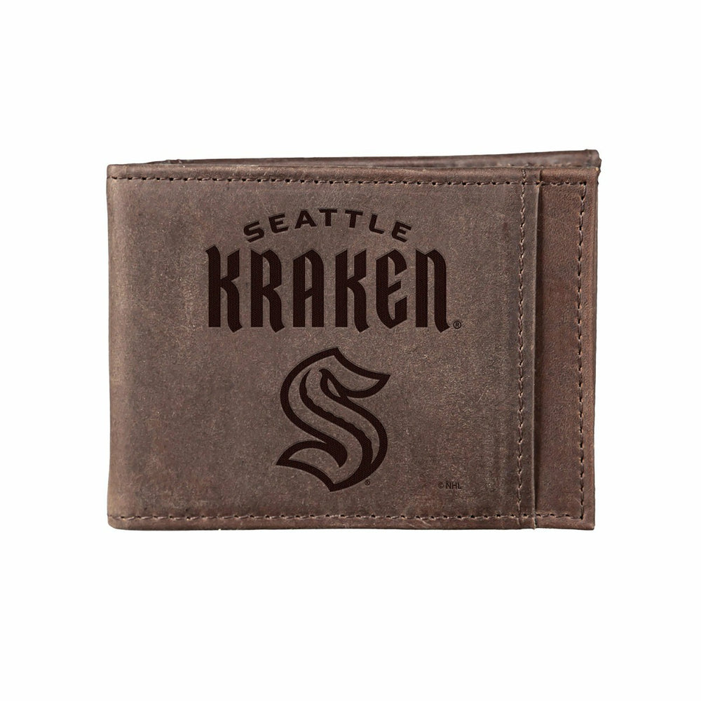 Front Pocket Wallet w/ RFID Blocking, Seattle Kraken, Brown, NHL, Home