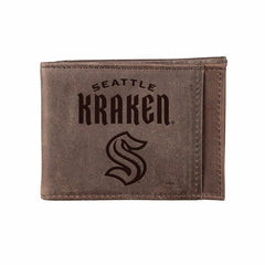 Front Pocket Wallet w/ RFID Blocking, Seattle Kraken, Brown, NHL, Home