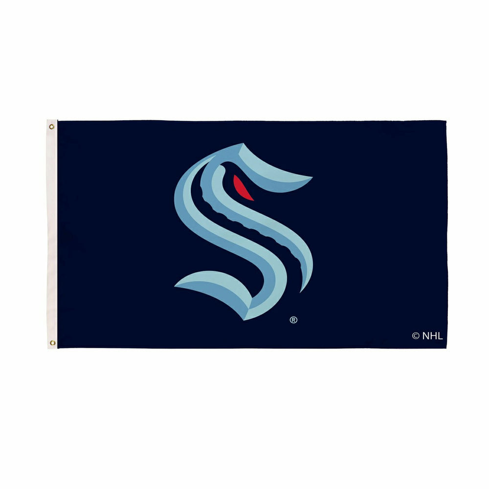 Seattle Kraken Single Sided Flag w/ 2 Grommets, 3'x5', NHL, Home
