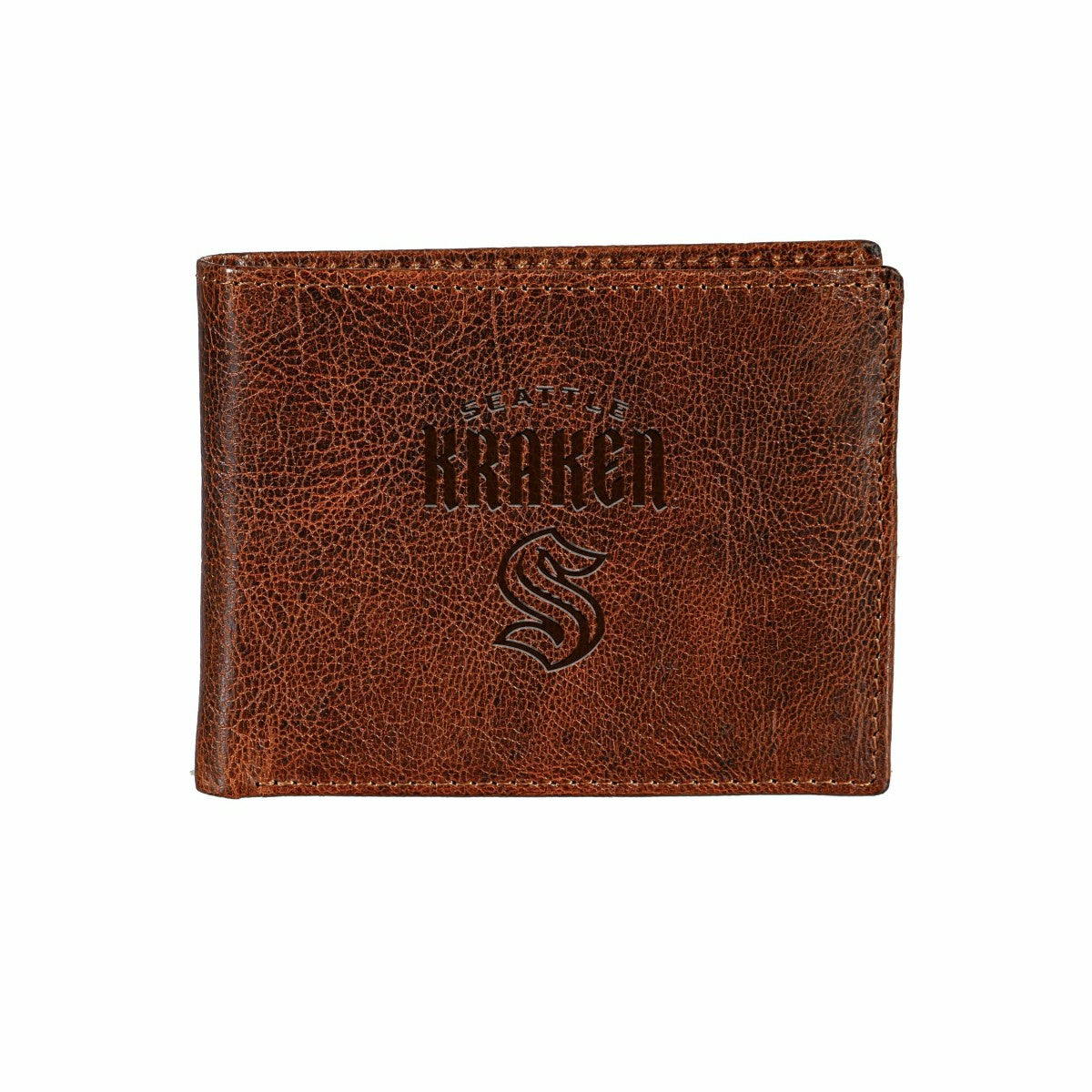 Seattle Kraken, Embossed 100% Genuine Tumbled Leather Passcase Bi-Fold, NHL, Home