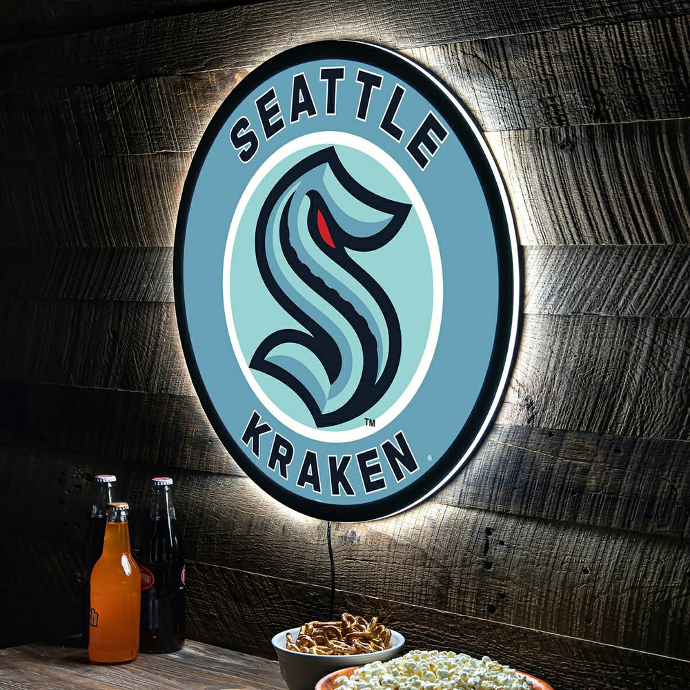 LED Wall Decor, Round, Seattle Kraken, NHL, Home