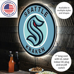 LED Wall Decor, Round, Seattle Kraken, NHL, Home