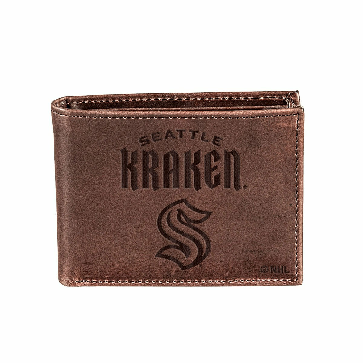 Seattle Kraken, Bi-Fold Wallet, Brown, CH, 100% Genuine Leather, NHL, Home