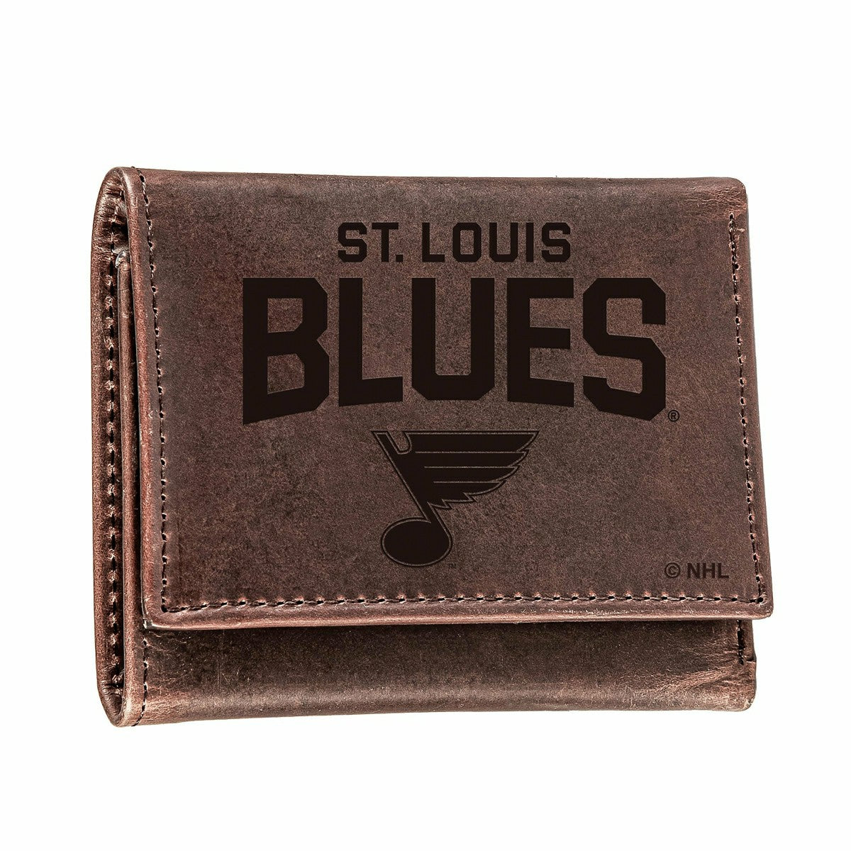 St Louis Blues, Tri-Fold Wallet, Brown, CH, 100% Genuine Leather, NHL, Home