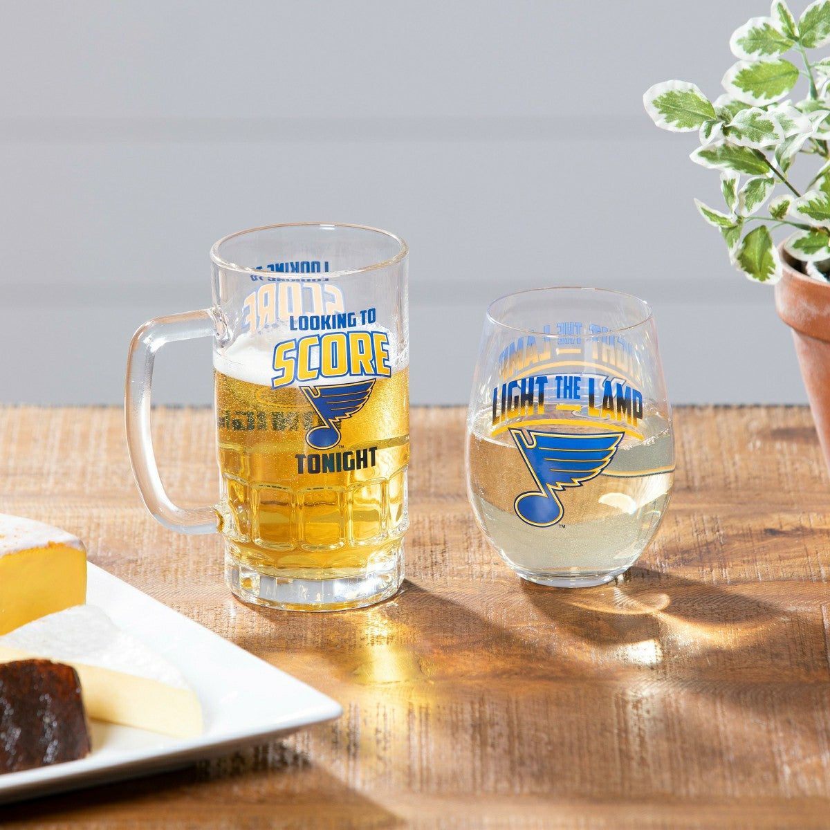 Stemless 17OZ Glass & Tankard 16OZ Gift Set, St Louis Blues, NHL, Home