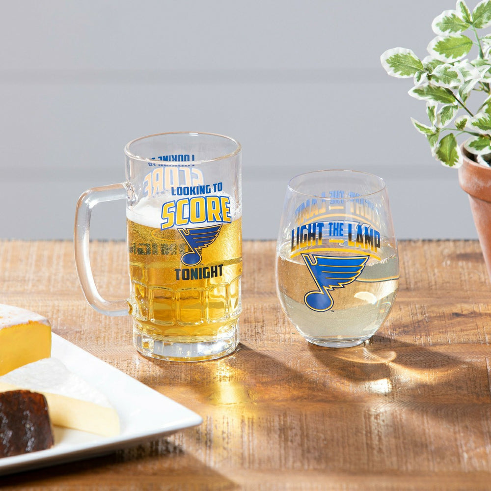 Stemless 17OZ Glass & Tankard 16OZ Gift Set, St Louis Blues, NHL, Home