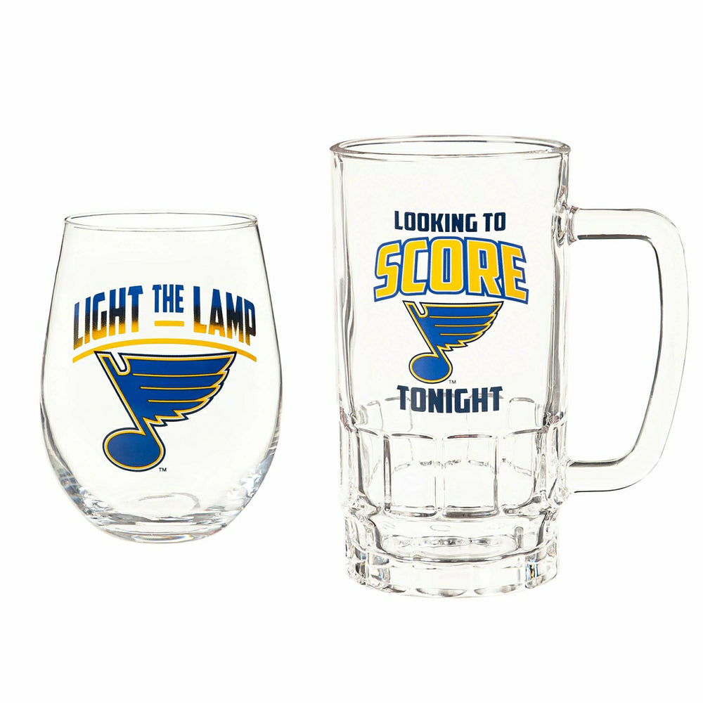 Stemless 17OZ Glass & Tankard 16OZ Gift Set, St Louis Blues, NHL, Home