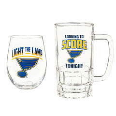 Stemless 17OZ Glass & Tankard 16OZ Gift Set, St Louis Blues, NHL, Home