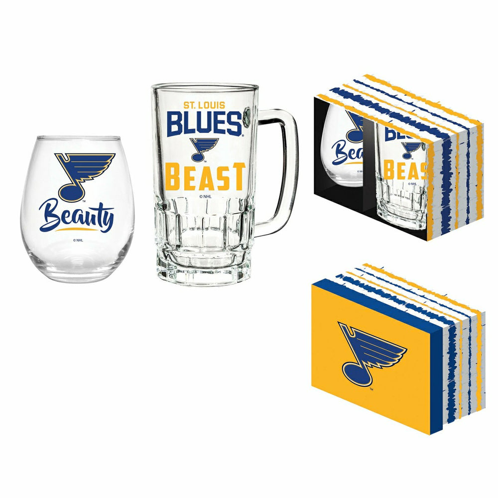 Stemless 17OZ Glass & Tankard 16OZ Gift Set, St Louis Blues, NHL, Home