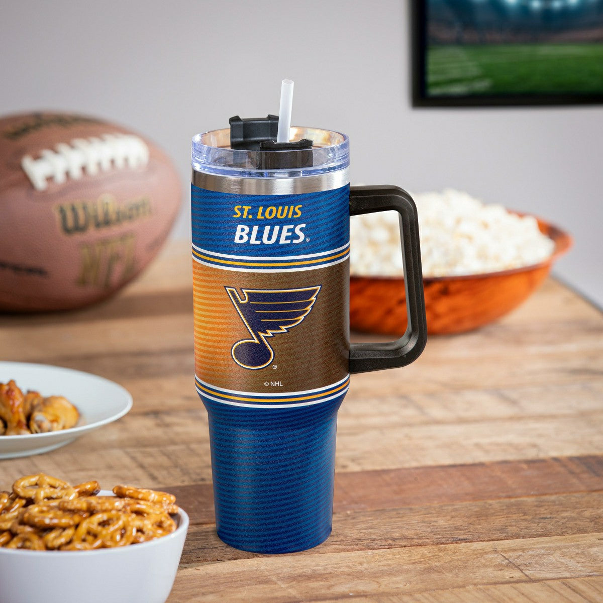 40oz Stainless Steel Canyon Cup w/ Straw, St. Louis Blues, NHL, Home