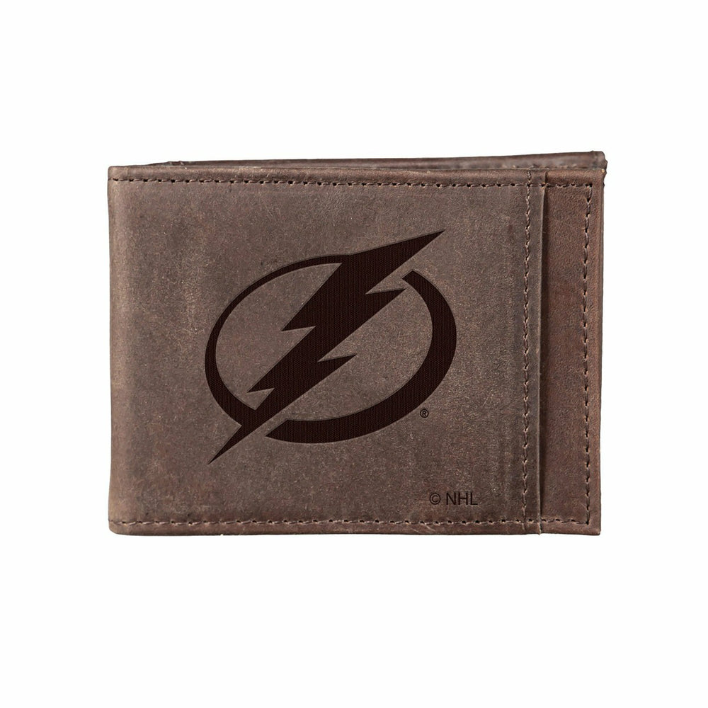 Front Pocket Wallet w/ RFID Blocking, Tampa Bay Lightning, Brown, NHL, Home