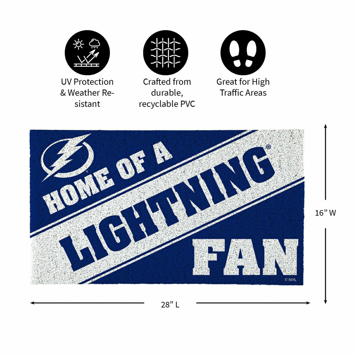 Tampa Bay Lightning, PVC Mat COLOR, Home of a Fan, NHL