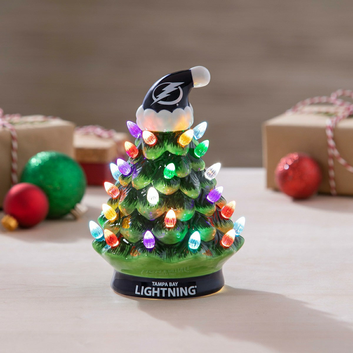8" LED Ceramic Christmas Tree, Tampa Bay Lightning, NHL, Home
