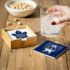Toronto Maple Leafs Ceramic Coasters Set, 4pcs with Wood Caddy, NHL, Home