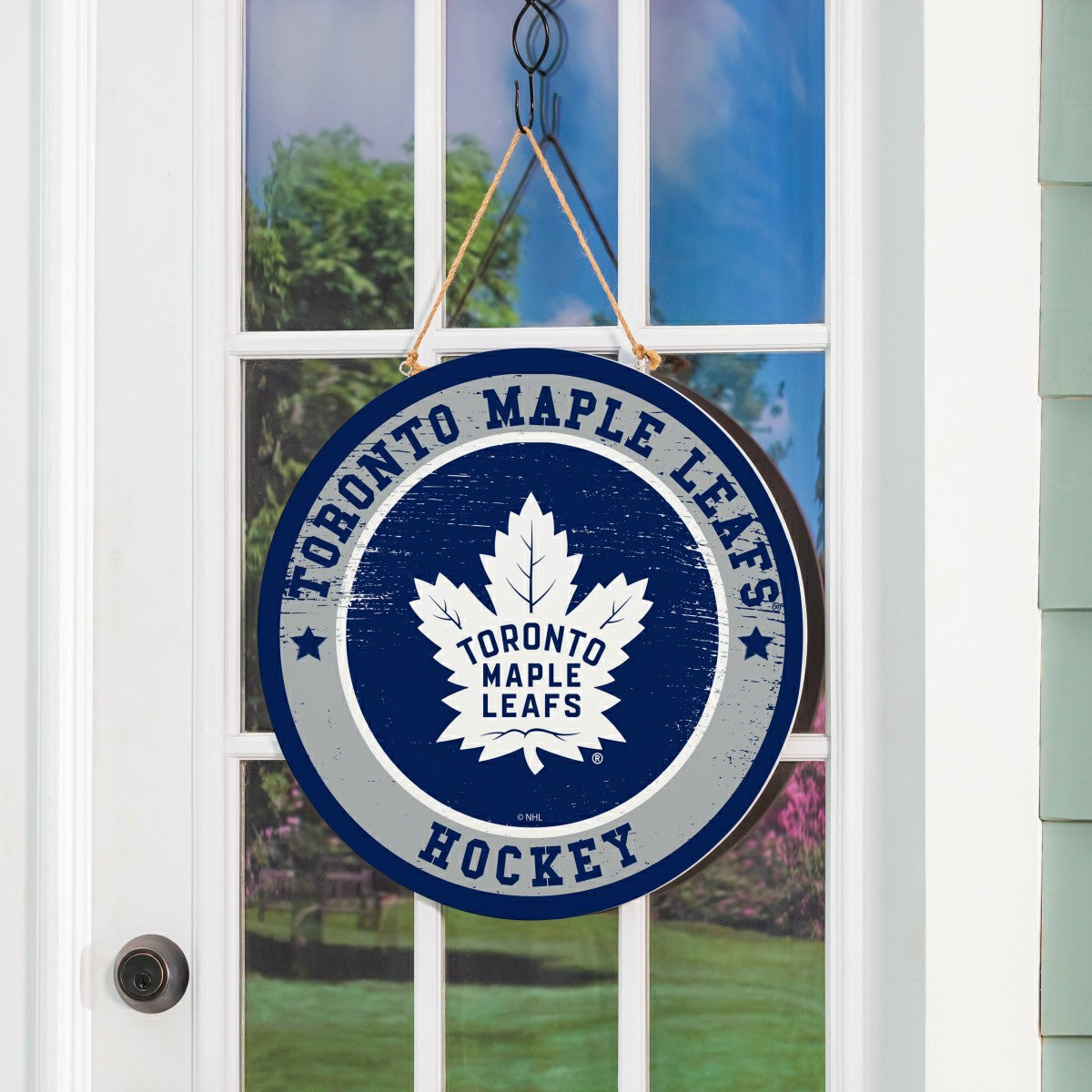Toronto Maple Leafs Round Door Décor with Hanging Rope, 18x18, NHL, Home