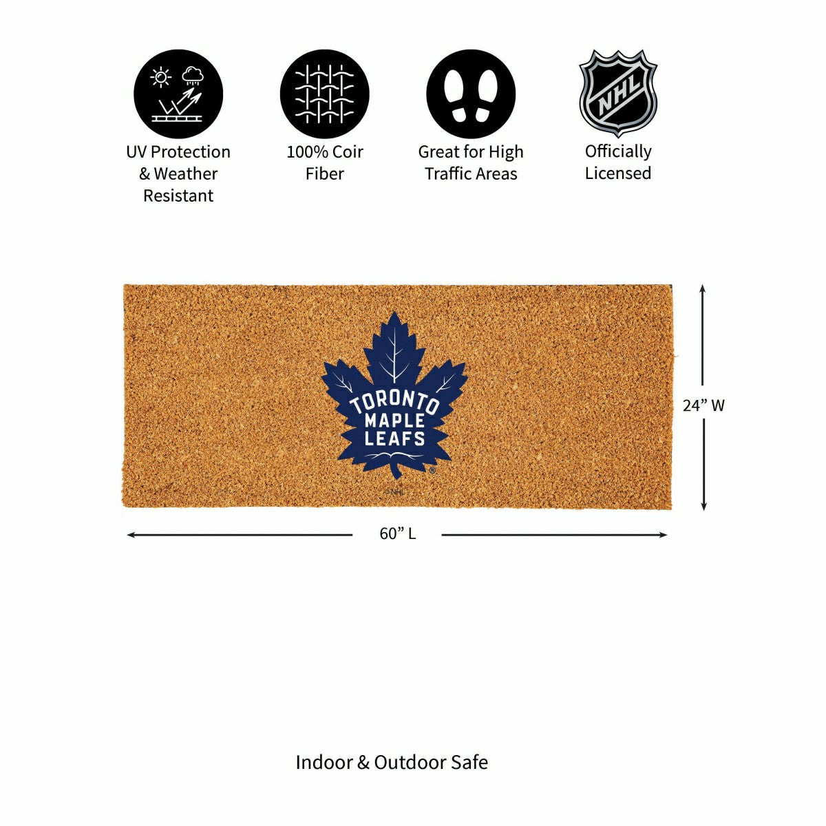 Toronto Maple Leafs Extra Large Full Color Coir Mat, 60"x24", NHL