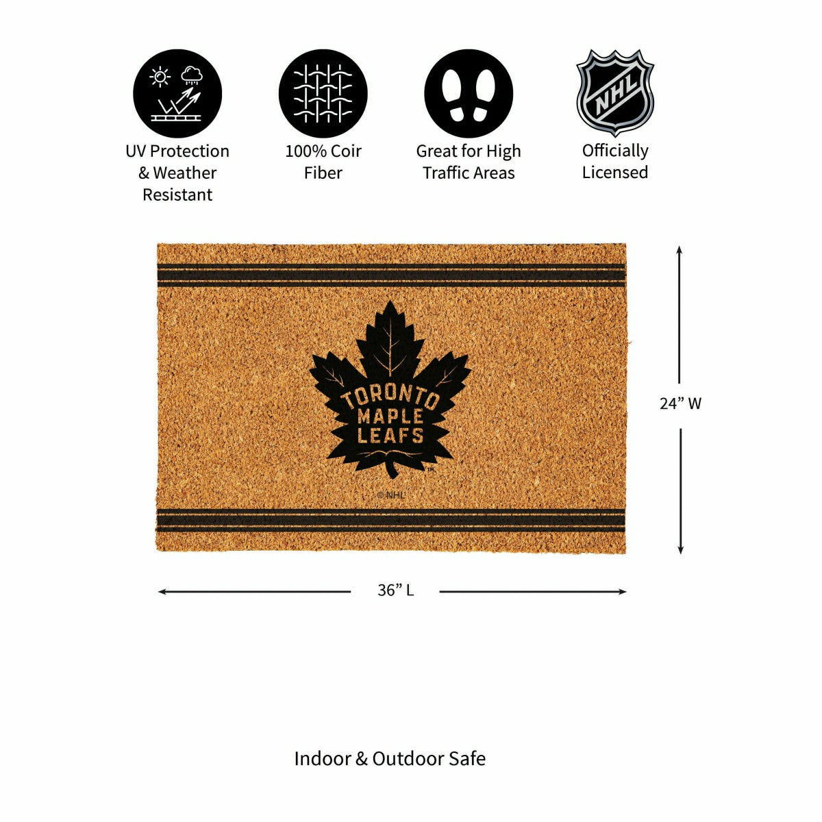 Toronto Maple Leafs Large One Color Coir Mat, 36"x24", NHL