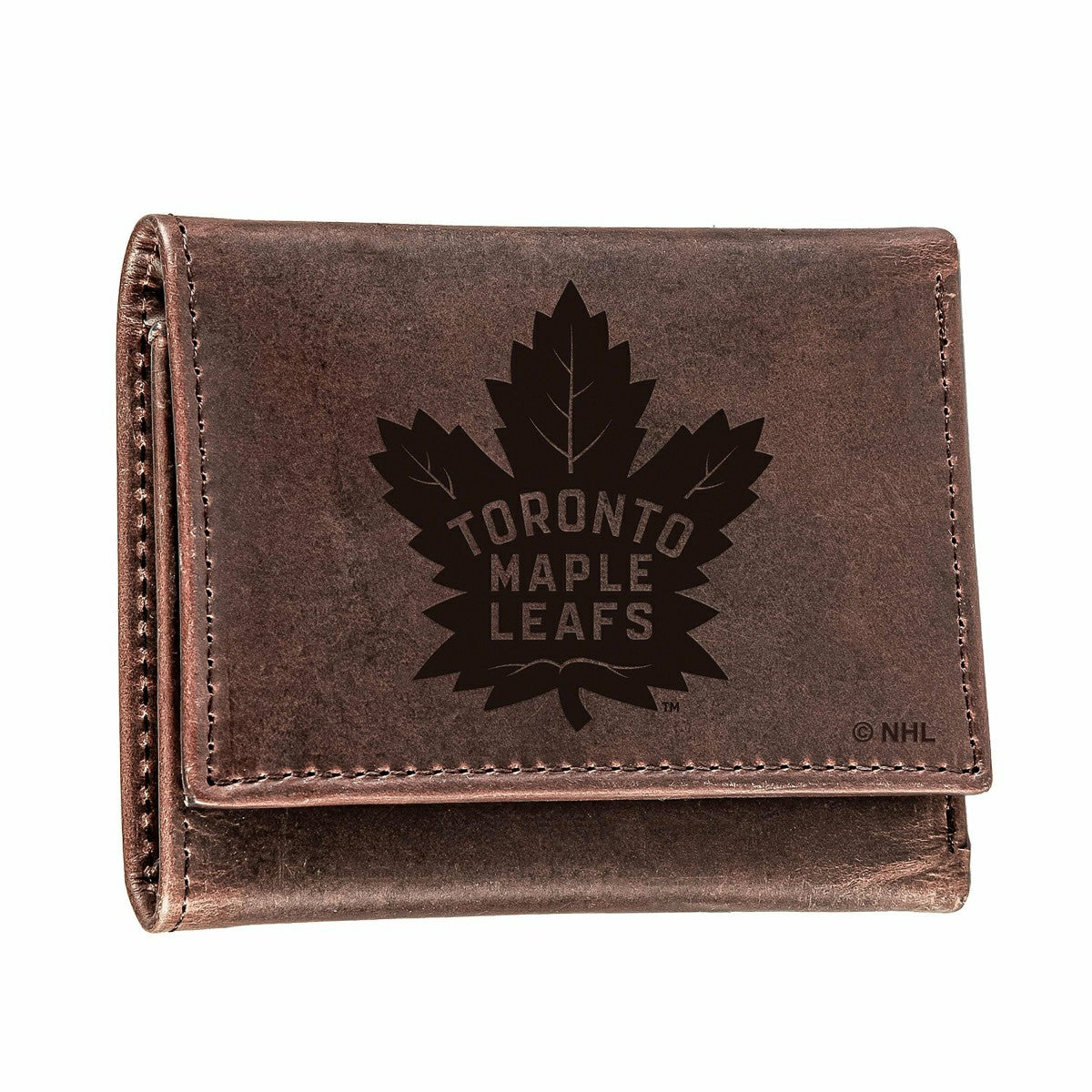 Toronto Maple Leafs, Tri-Fold Wallet, Brown, CH, 100% Genuine Leather, NHL, Home