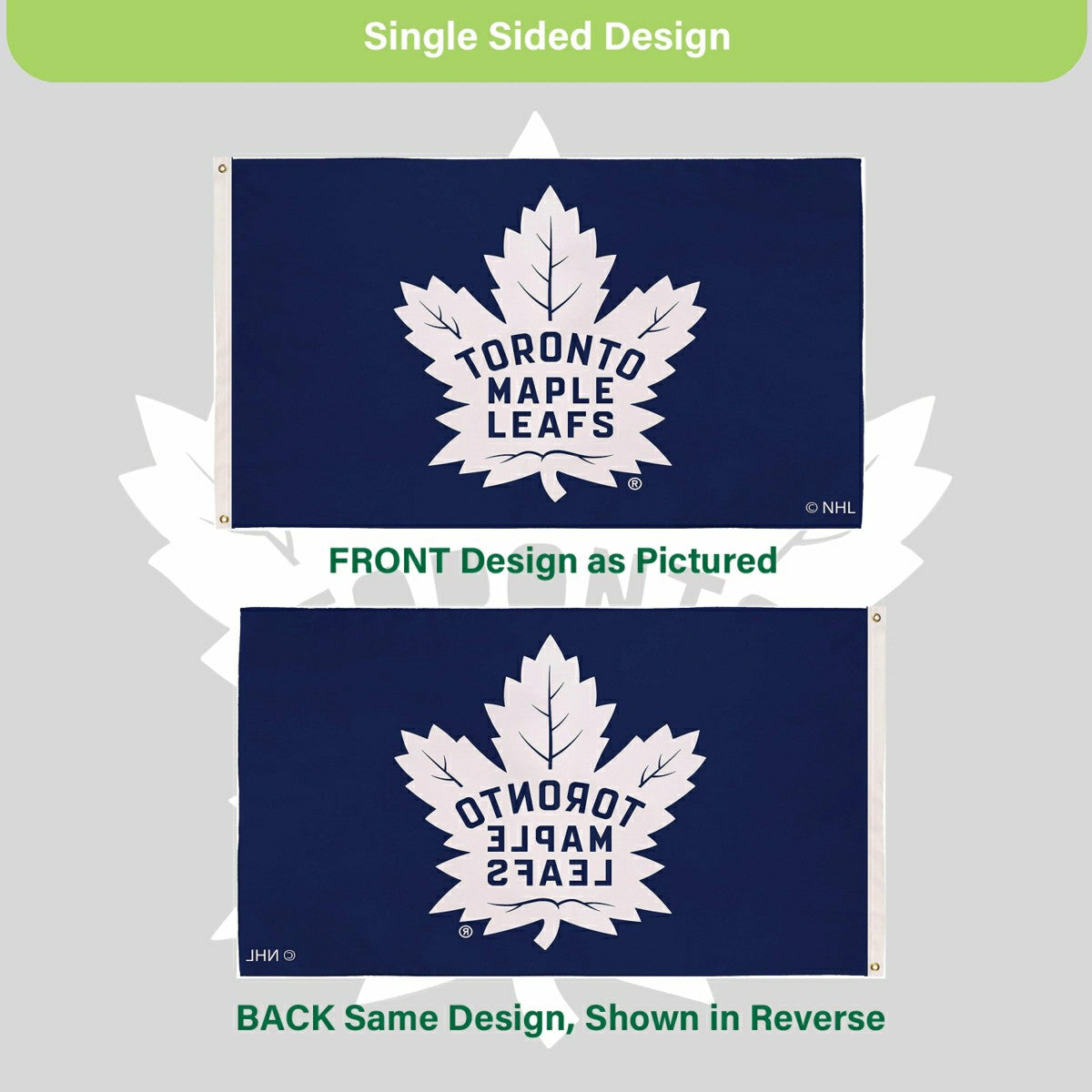 Toronto Maple Leafs Single Sided Flag with 2 Grommets, 3'x5', NHL, Home