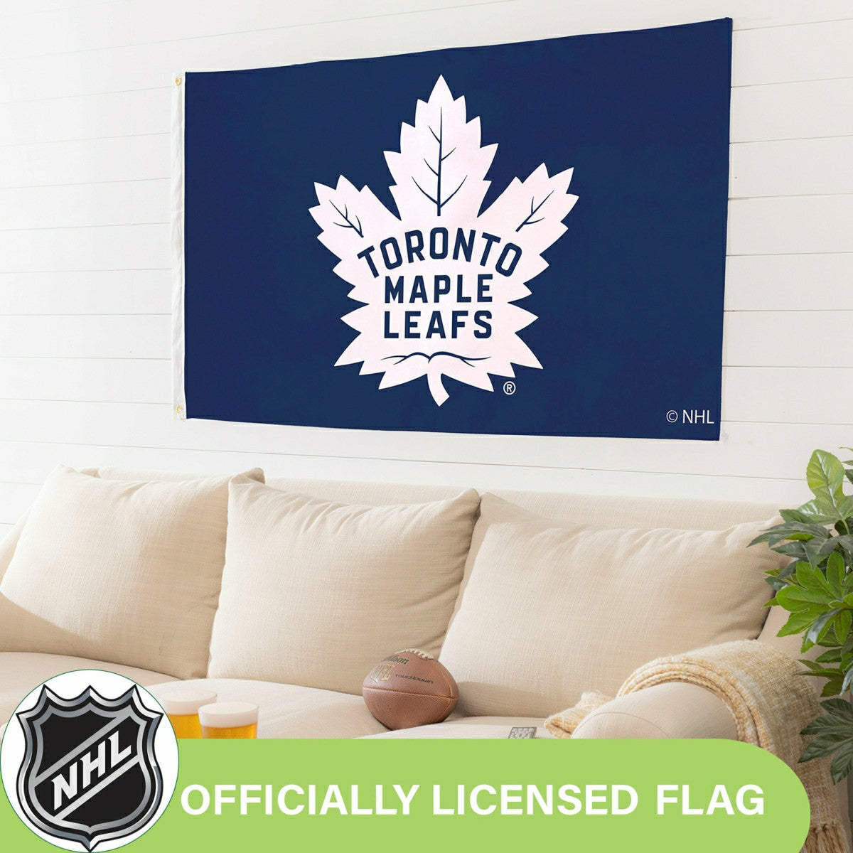 Toronto Maple Leafs Single Sided Flag with 2 Grommets, 3'x5', NHL, Home