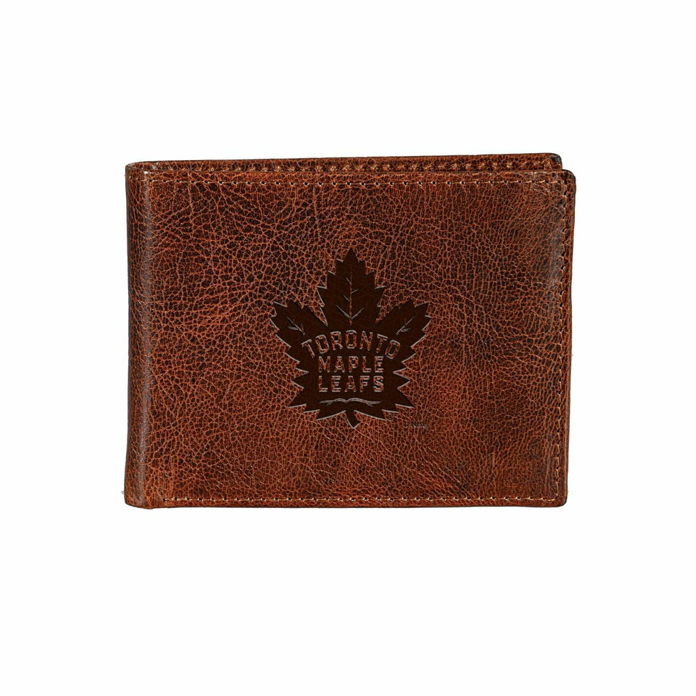 Toronto Maple Leafs, Embossed 100% Genuine Tumbled Leather Passcase Bi, NHL, Home