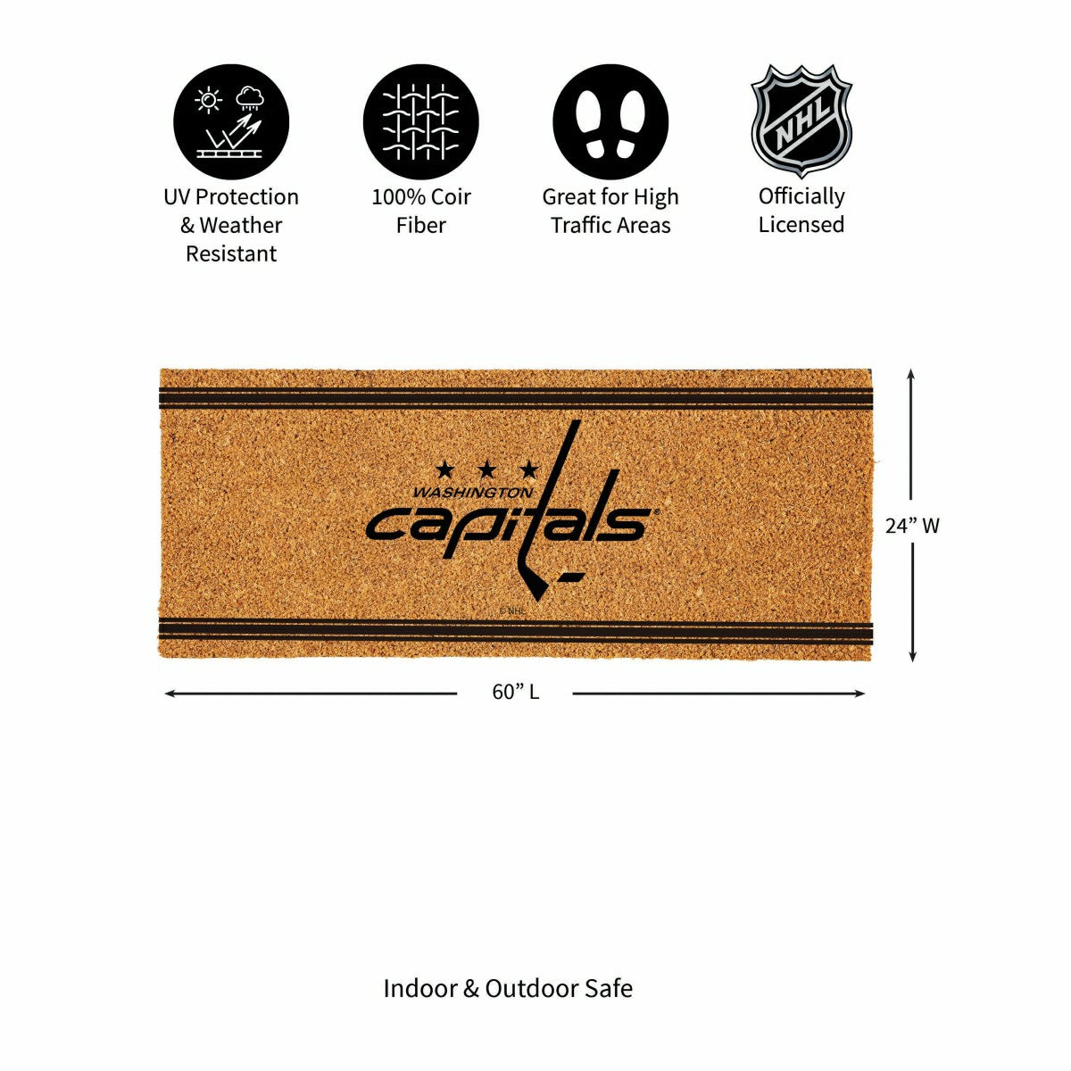 Washington Capitals Extra Large One Color Coir Mat, 60"x24", NHL