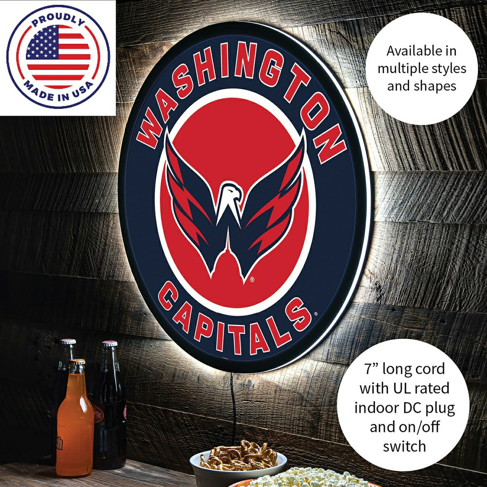 LED Wall Decor, Round, Washington Capitals, NHL, Home