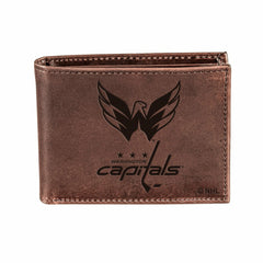 Washington Capitals, Bi-Fold Wallet, Brown, CH, 100% Genuine Leather, NHL, Home