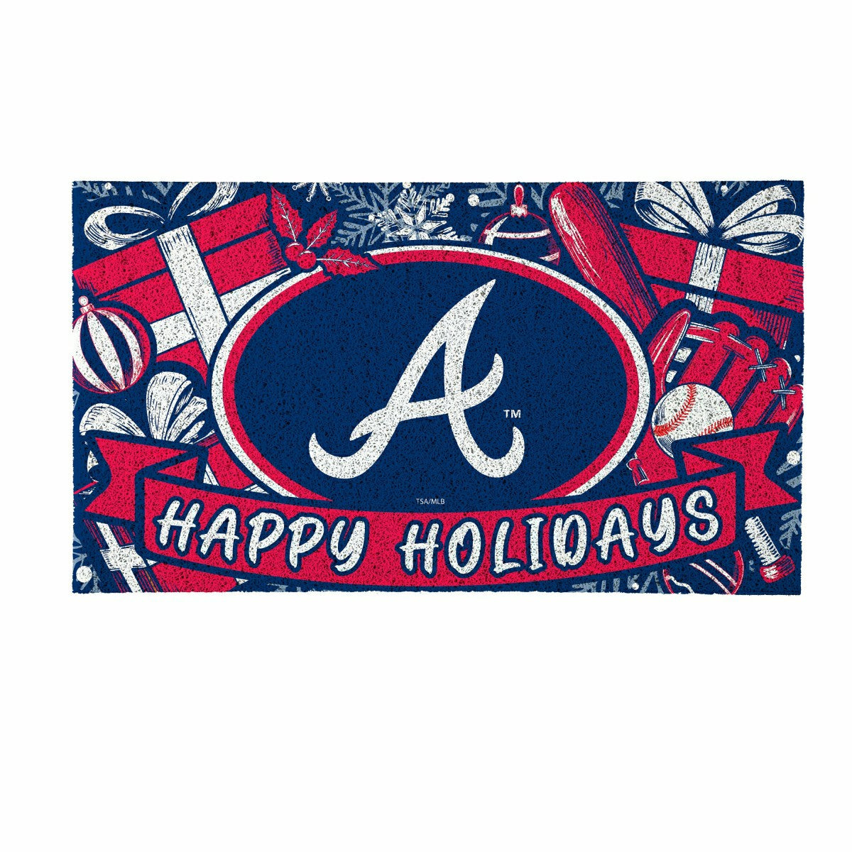 Atlanta Braves Holiday PVC Mat, 28"x16", MLB