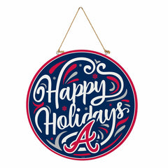 Atlanta Braves Holiday Round Door Décor with Hanging Rope, 18x18, MLB, Home